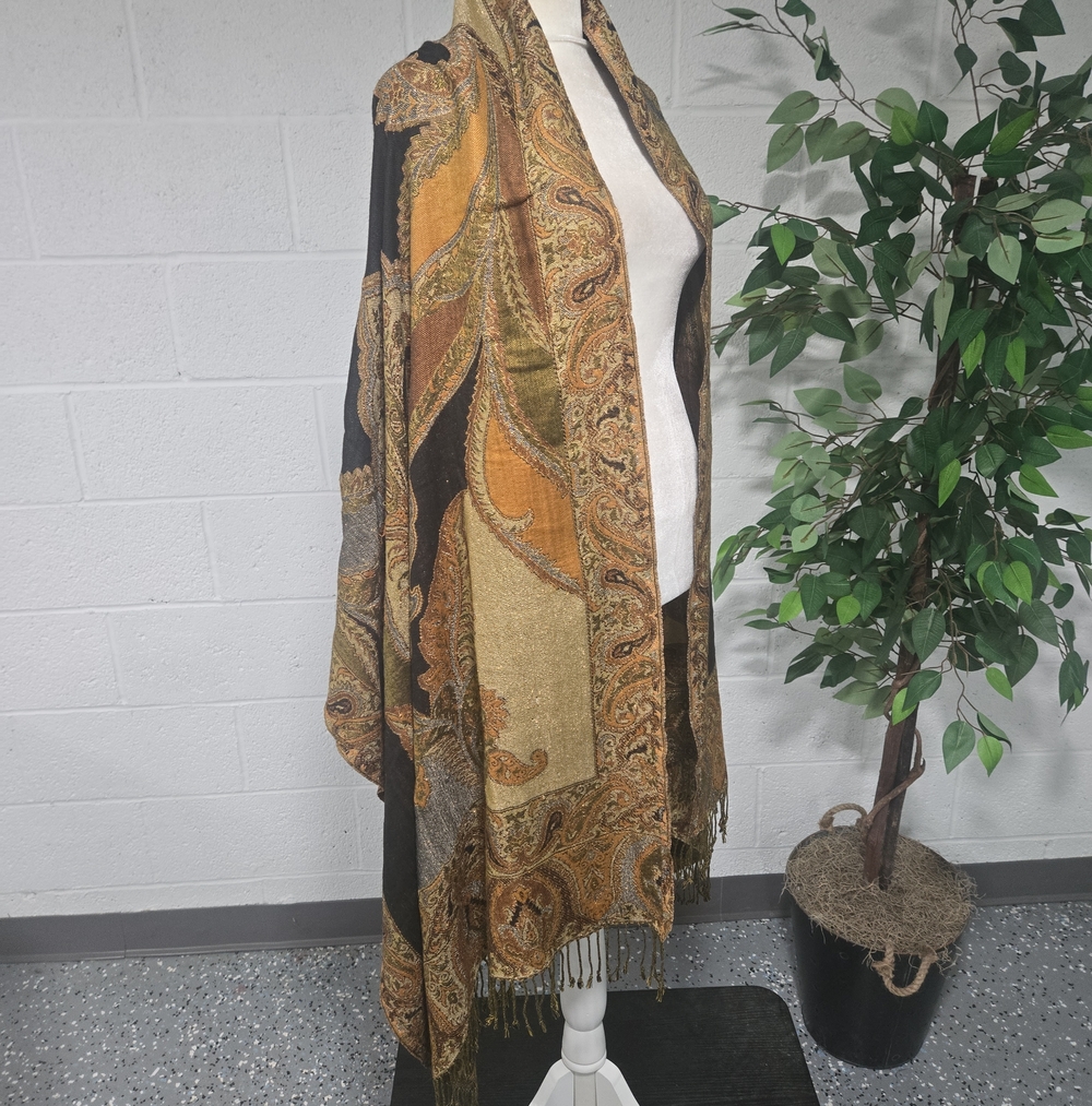 Oversized Fringe Pashmina Paisley Scarf Wrap Boho Whimsical Fairy Stevie Nicks